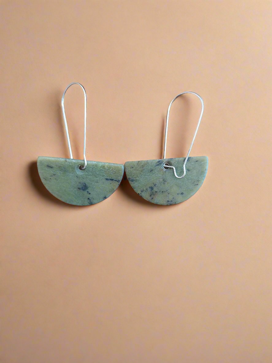 Whakakai Pounamu (Half Disc Earrings) - 36