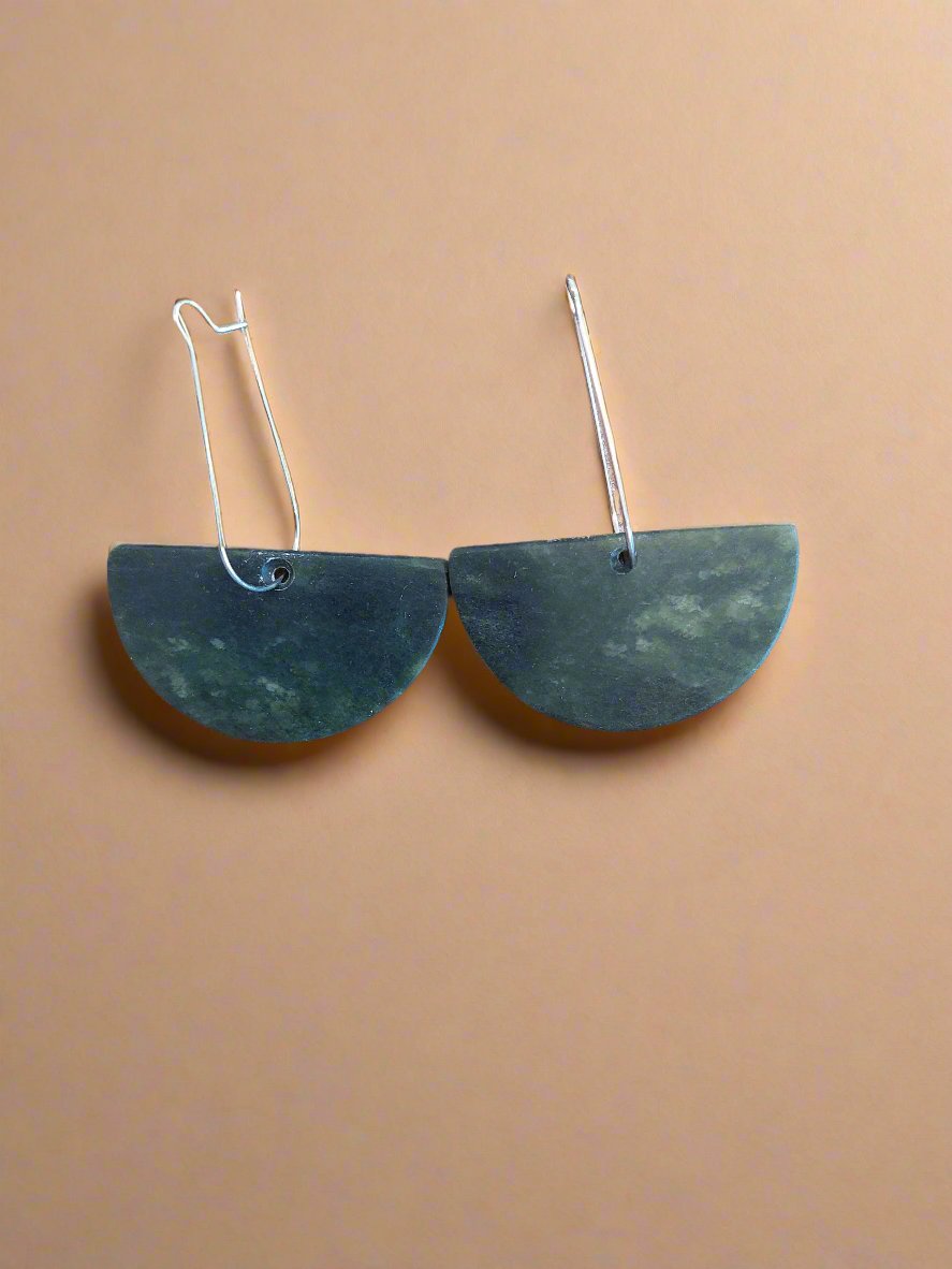 Whakakai Pounamu (Half Disc Earrings) - 38