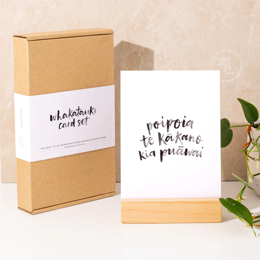 
                  
                    Whakataukii Card Set + Wooden Stand (Affirmation Collection) - Maimoa Creative
                  
                