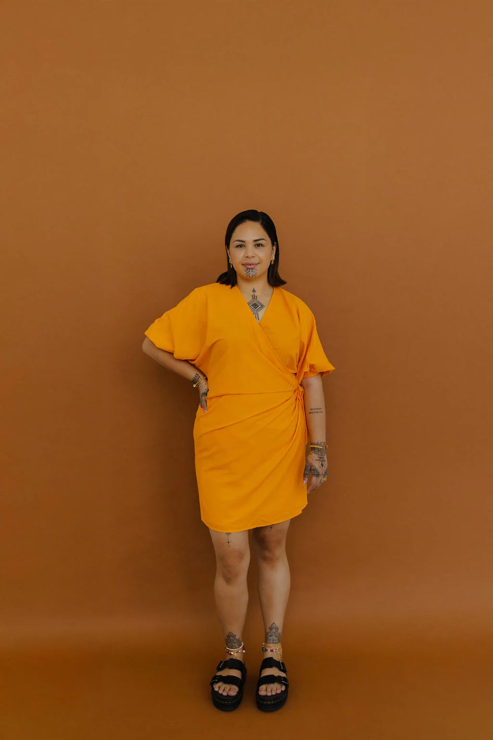 Pūwera Dress Midi Length (Orange) - Waiapu Road