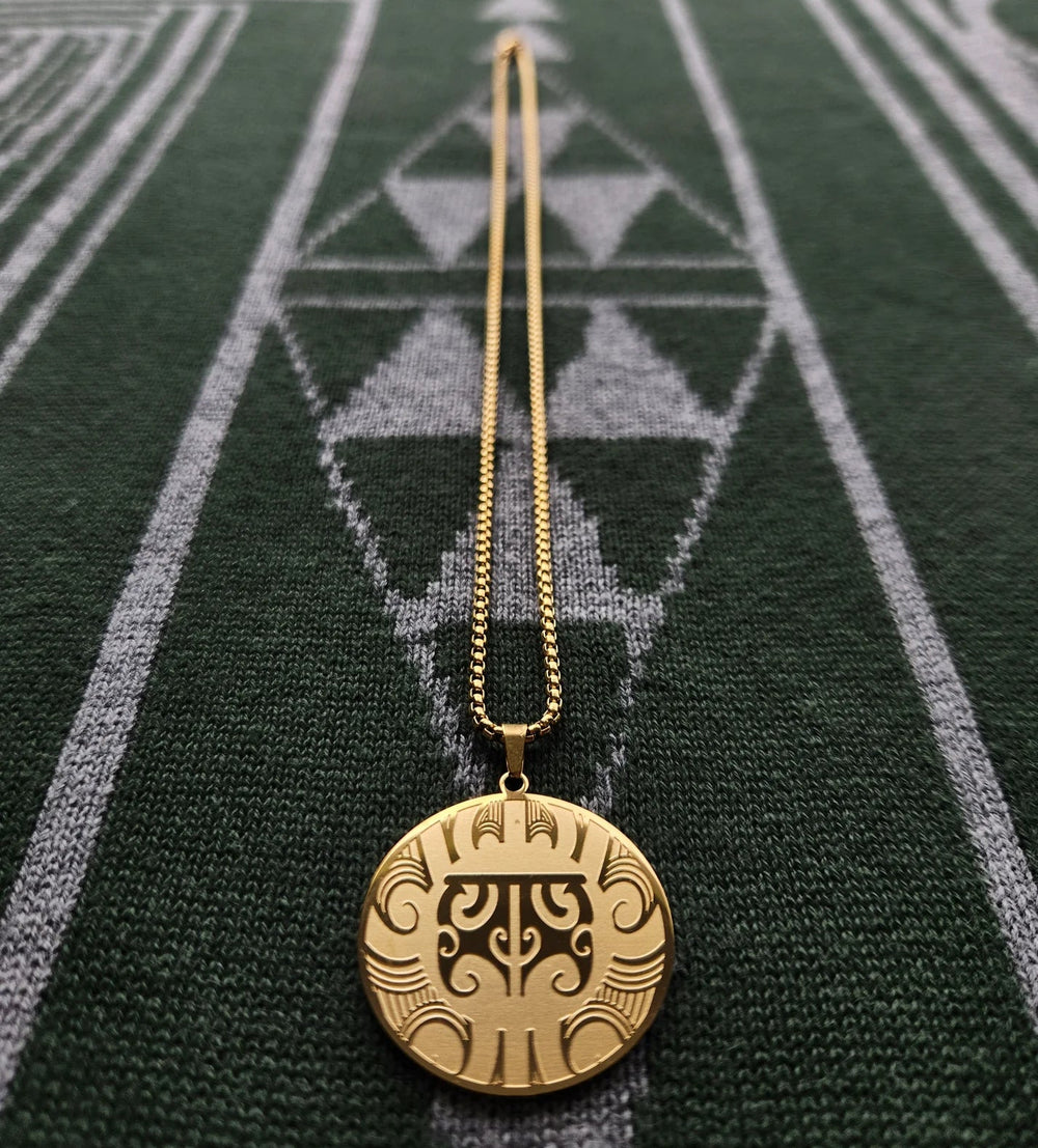 Moko Kauae Necklace (Gold) - Tahuri Made